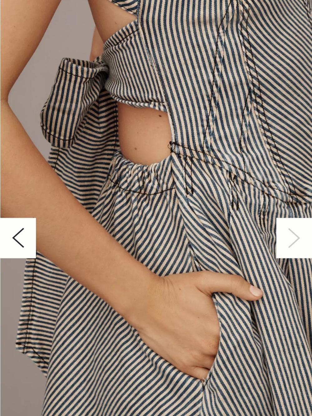 Anthropologie Striped Blue and White denim Sundress wt81 - Picture 3 of 6
